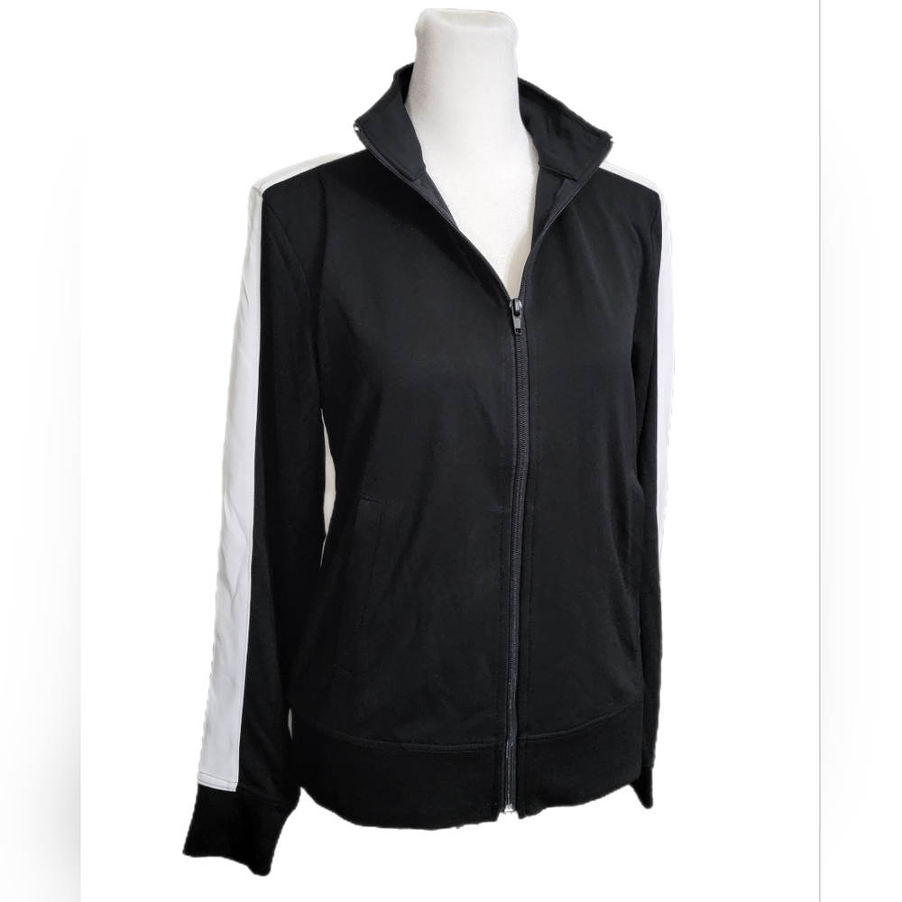 NWT Ideology track jacket, full zip front, high collar, pockets, relaxed fit XS
